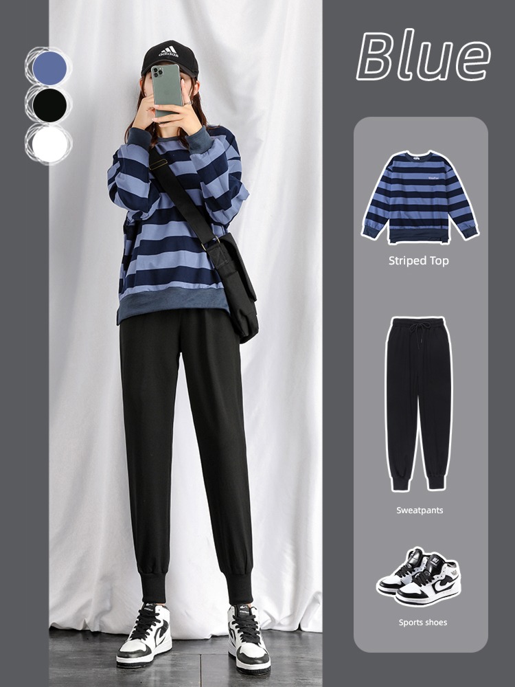 Tie one's feet spring and autumn Fat mm Show thin Big size leisure time Sports pants