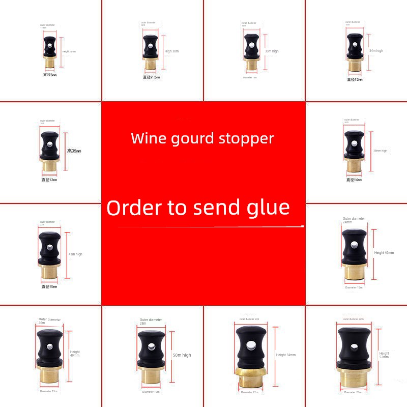 Plastic Stopper for Wine Gourd, Anti-Leakage Copper Inlay Natural Wine Pot Accessories, High-Quality Portable Cultural Artifact Stopper