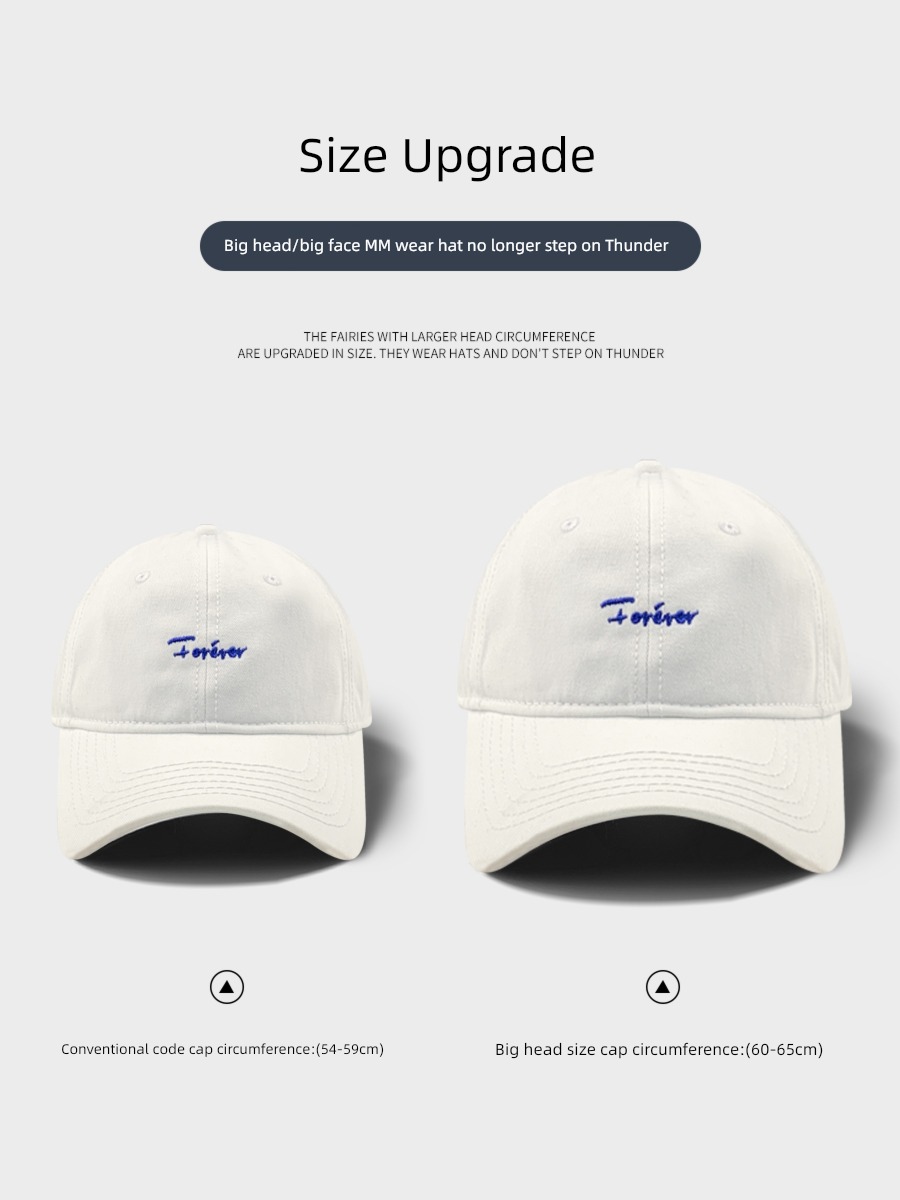 Baseball cap female Soft roof American style Show a small face Big head circumference