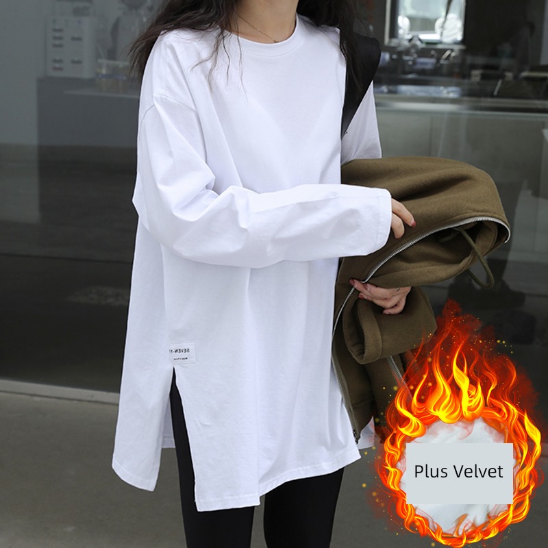 Advanced sense Plush easy Long sleeve T-shirt Undershirt