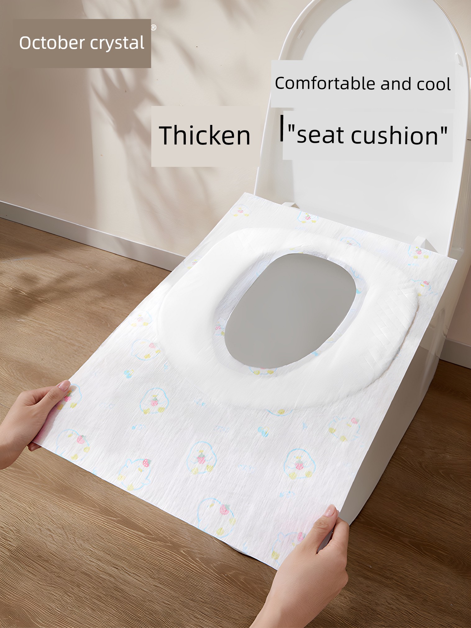 October Crystal Disposable Waterproof Toilet Seat Cover for Pregnant Women, Travel Portable Hotel Toilet Non-Woven Fabric Seat Pad Paper