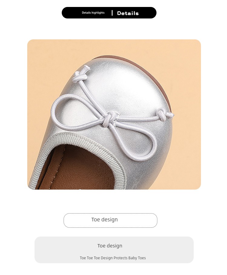 Girls' Leather Shoes, Kidsren's Bow-Knot Princess Shoes, 2026 Spring New Style, Baby Girl Dance Shoes, Soft-Soled Bean Shoes — 9