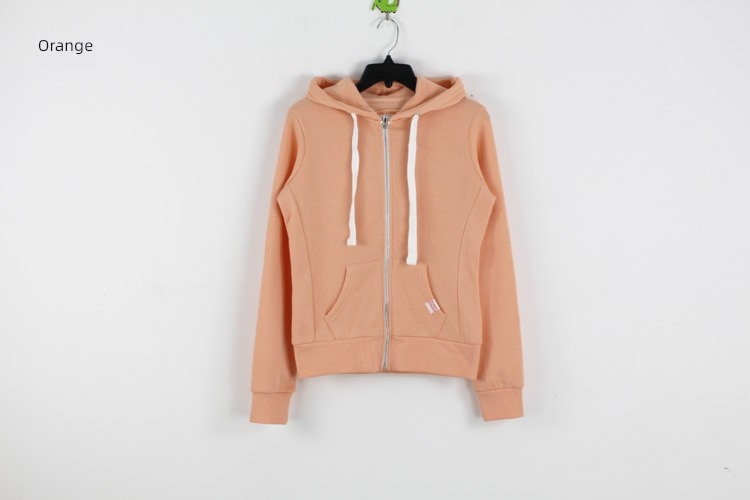 zipper Solid color spring and autumn Cotton and cashmere Cardigan loose coat Sweater