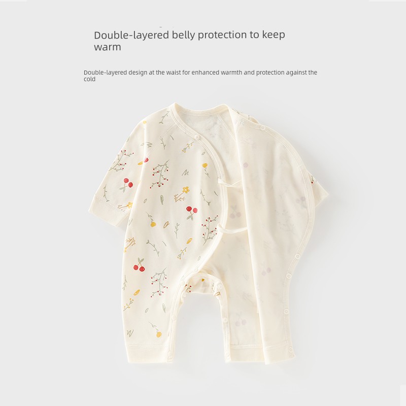 Jq Jingqi Baby Romper Autumn Pure Cotton Newborn Clothes Butterfly Jumpsuit Home Monk-Style Outfit — 4
