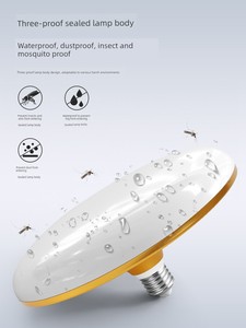 Ufo Lamp Led High-Brightness Energy-Saving Light Bulb Disc-Shaped Gold E27 Screw Base Factory Workshop Waterproof High-P