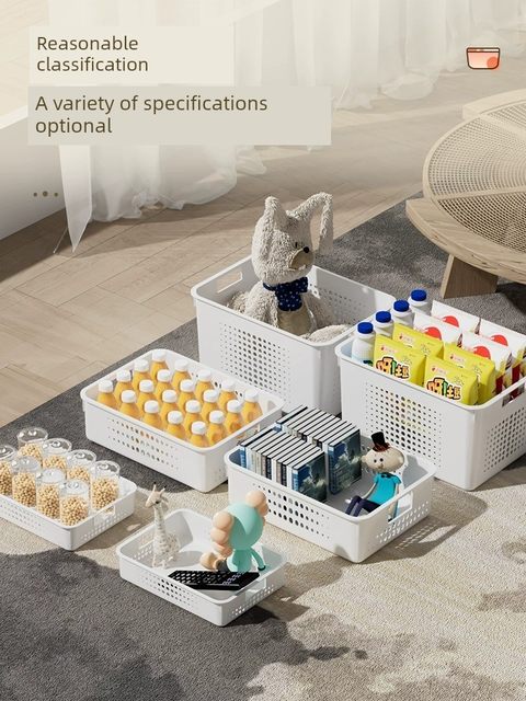 Home Cabinet Storage Basket Living Room Snacks Toys Plastic Storage Box Kitchen Large Desktop Storage Basket