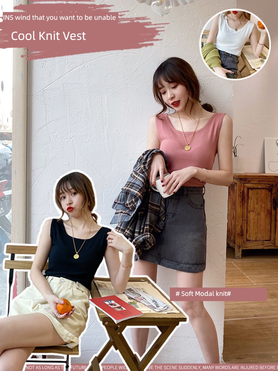 camisole easy Sleeveless T-shirt white jacket vest