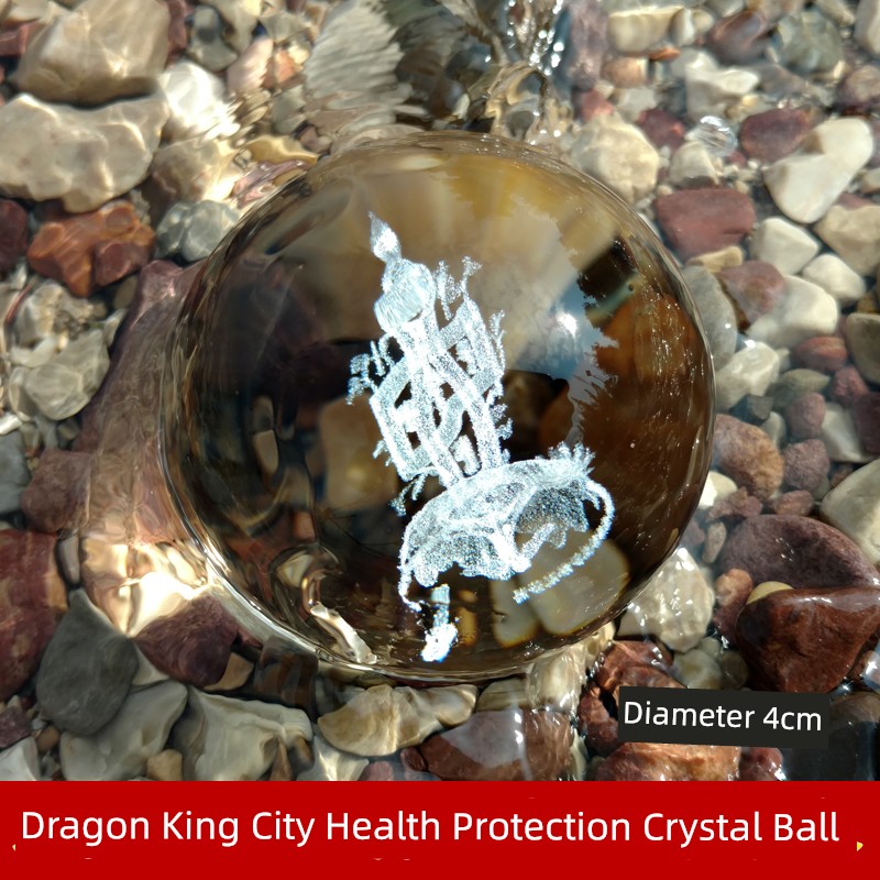 Three-Dimensional 3D Inner Carved Crystal Ball Dragon King Tan Cheng Nursing Student Curse Water Relief Mantra Release Aquarium Mannishi Knot