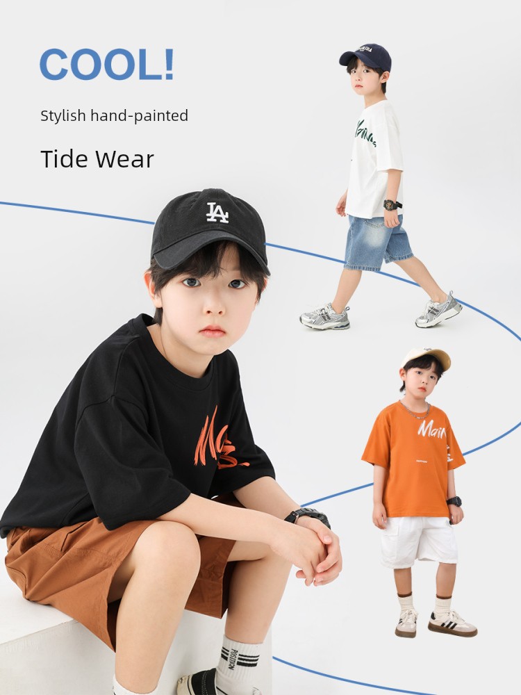 Left West Short Sleeve Cool Boy Cool Handsome Children's Summer Clothing — 2