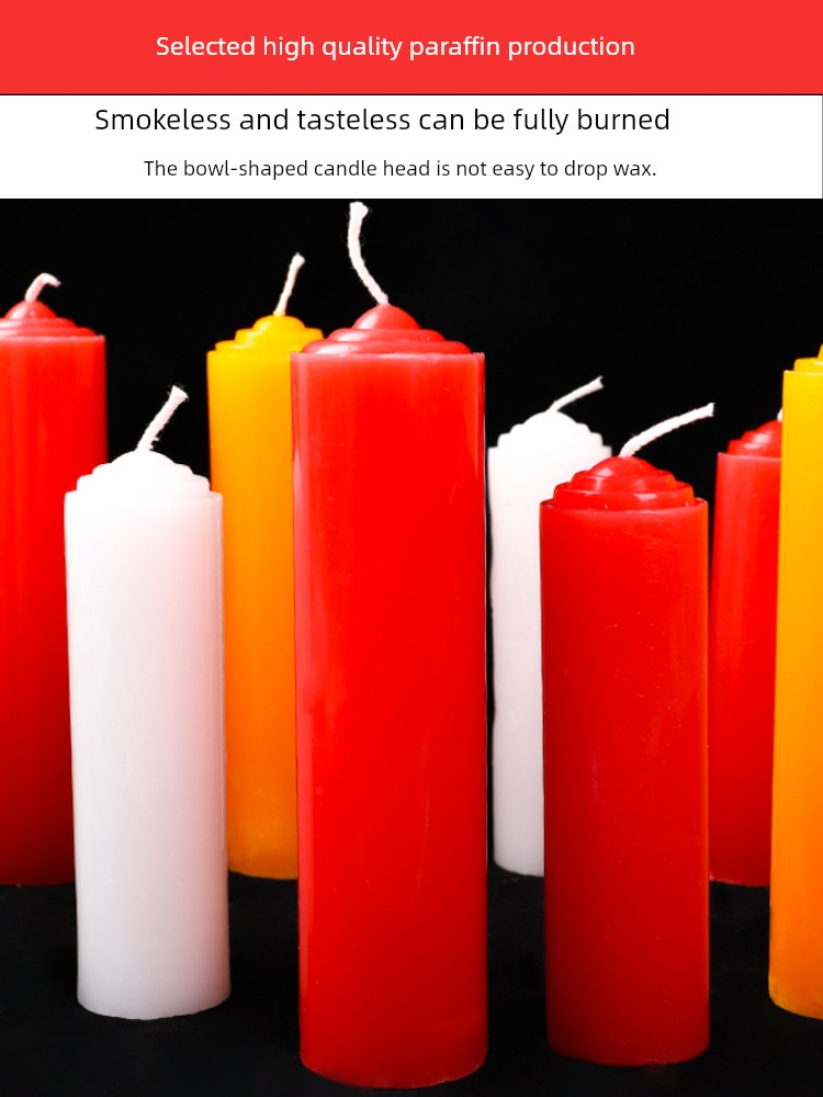 Red Candle For Home Smoke-Free Tasteless Power Failure Lighting Buddha Worship Bold Cylindrical Combustion-Resistant Emergency Disaster Prevention Wedding Wax Flower