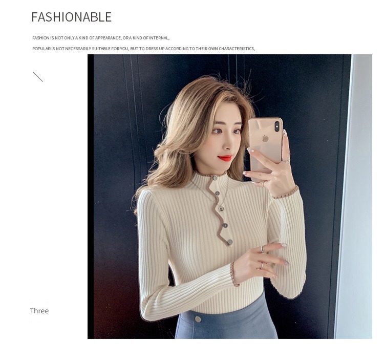 Half high collar Long sleeve jacket Korean fashion Sweater