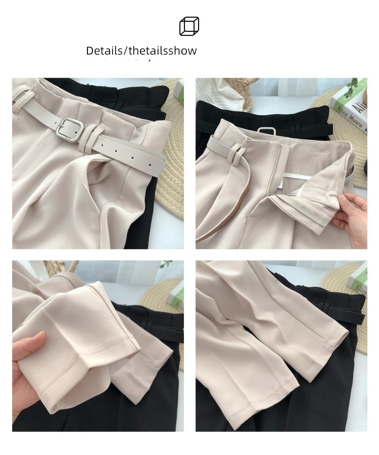 Skin matching With flower bud High waist Autumn clothes Versatile Casual pants