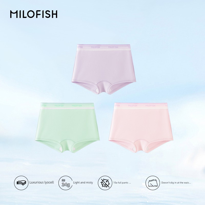 Mileyu Children's Breathable Moisture-Wicking 10A Antibacterial Underwear for Older Girls, Flat Boxer Shorts Without Pp Insert — 6