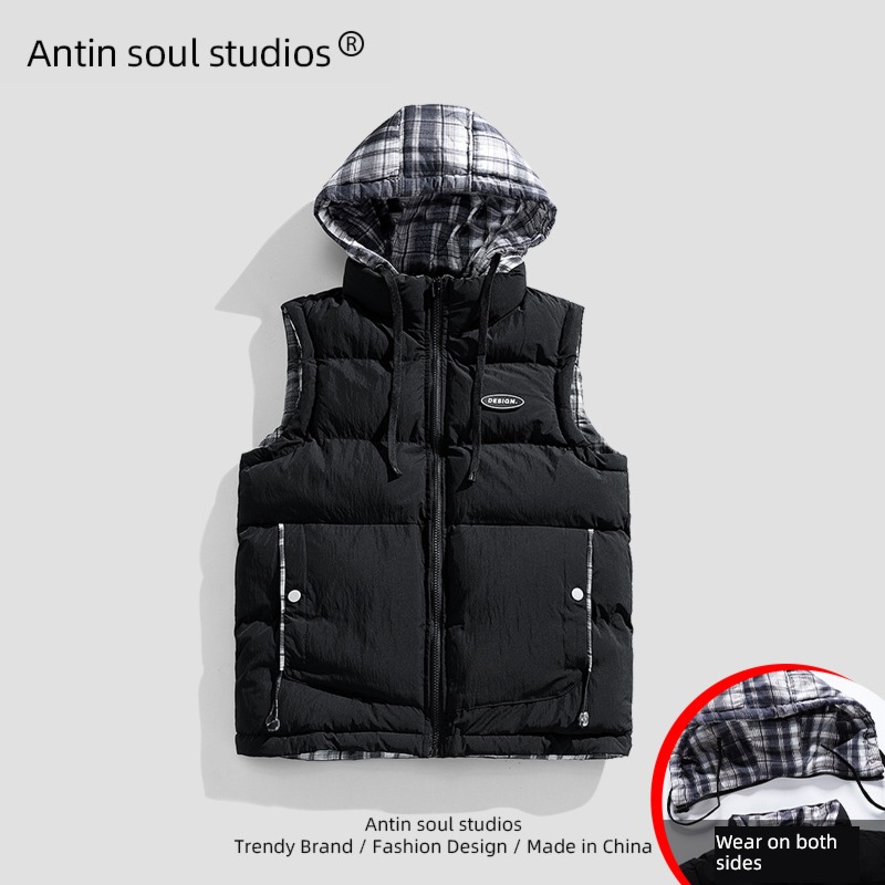 Hooded waistcoat vest cotton-padded jacket spring and autumn winter Vest