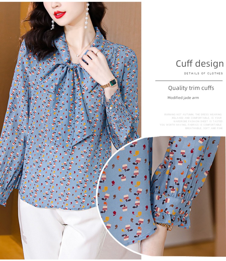 printing Long sleeve Autumn  French Your wife Chiffon shirt