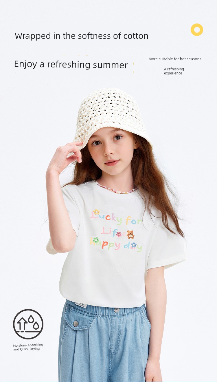Balabala Kidsren's Clothing Girls' Baby Short-Sleeved T-Shirt Kidsren's 2026 New Summer Clothing Big Kidsren's Moisture-Absorbent Quick-Drying Tops — 7