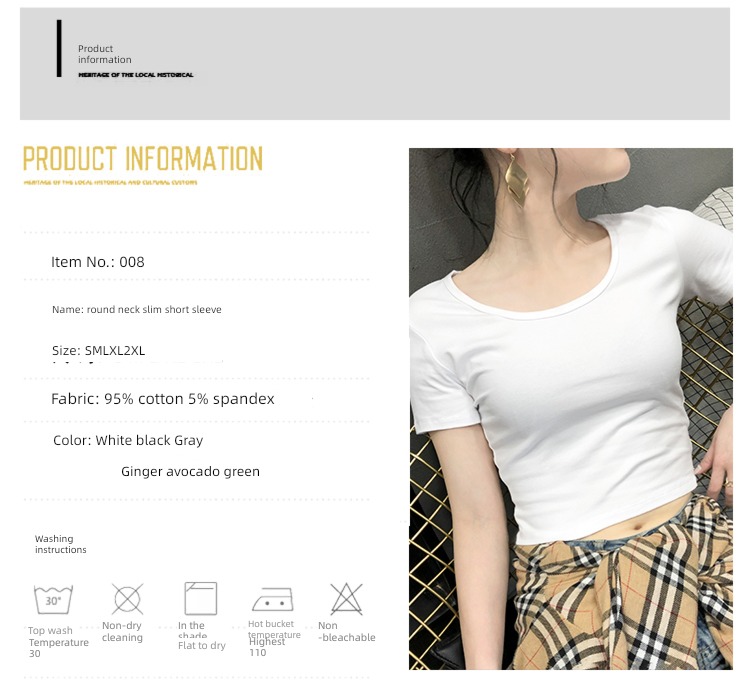 Umbilical leakage Tight fitting High waist sexy jacket Half sleeve T-shirt