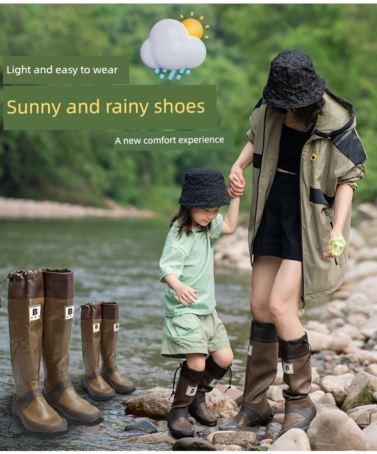 Japanese Style Knee High Rubber Men and Women Same Style Children's Rain Boots — 16