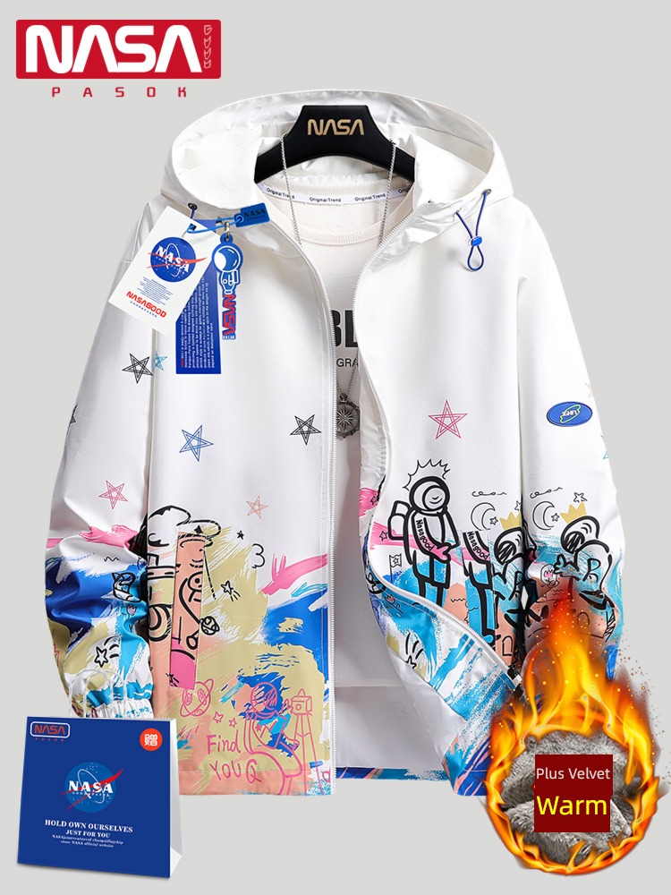 NASA Flagship store schoolboy winter trend Versatile loose coat