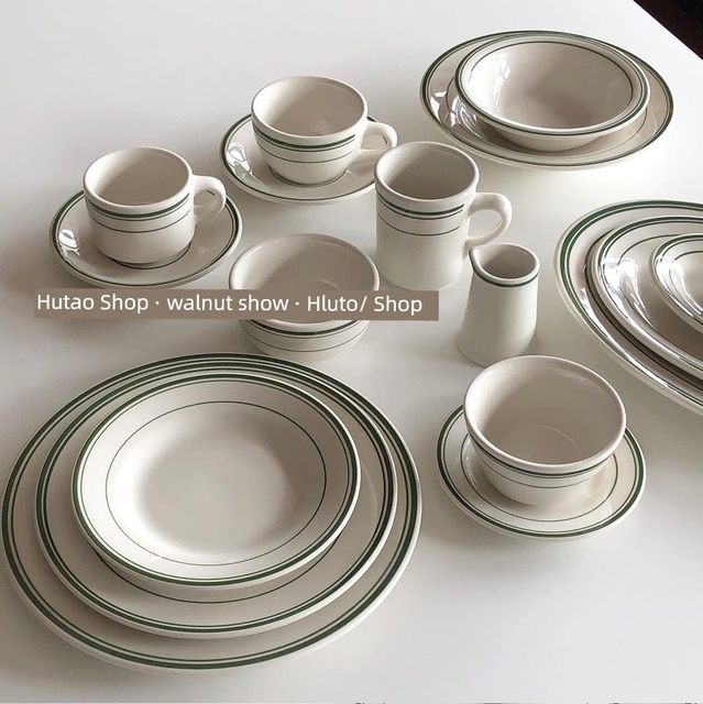 Japanese and Korean ins style tableware, breakfast plate, dessert plate, fish plate, steak plate, western dish, oval plate, nordic creative plate