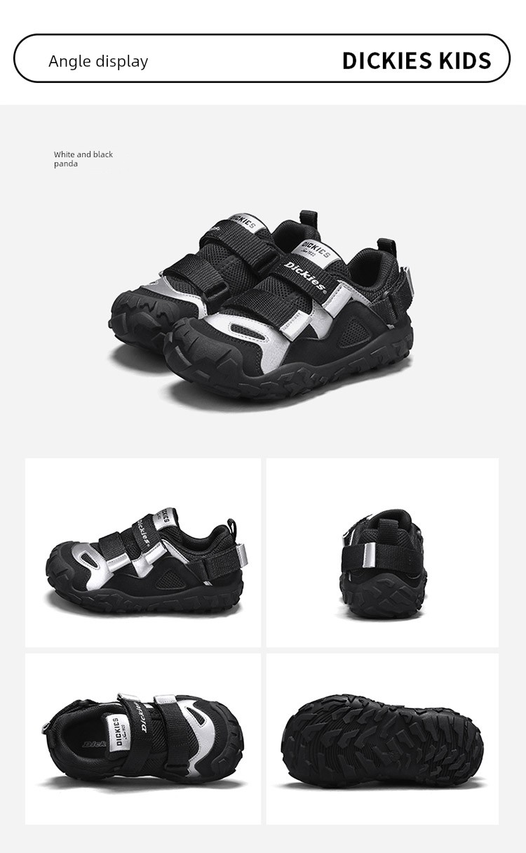 Dickies Kidsren's Sports Shoes New Style Medium and Large Kidsren's Velcro Anti-Slip Outdoor Hiking Shoes Soft-Soled Running Shoes — 22