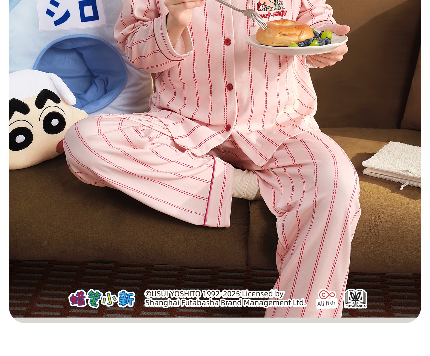 Yatemo & Crayon Shin-Chan Collaboration Cardigan Maternity Wear Autumn/Winter Nursing Pajamas for Pregnant and Postpartum Women Homewear — 24