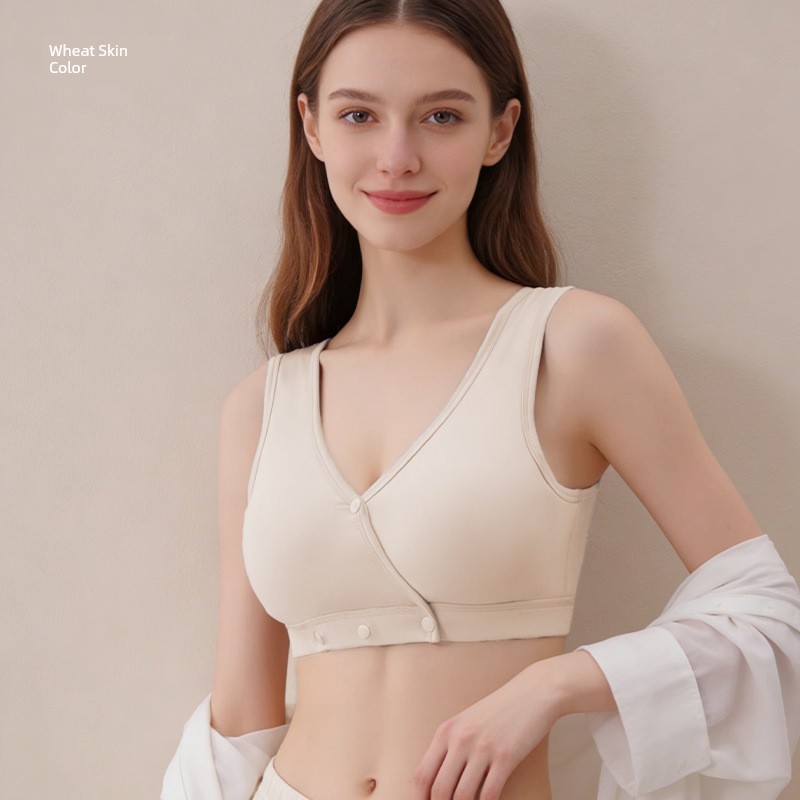 All-Cotton Nursing Bra, Cross-Style Postpartum Breastfeeding-Specific Maternity Bra, Vest-Style Sleep Night Bra — 1