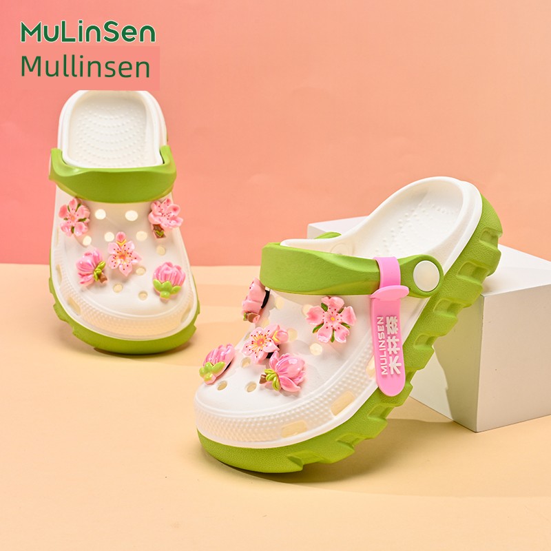 Mlskms-Vautid Girl Hole Shoes New Arrival Outdoor Non-Slip Kids Slippers Cherry Blossom Sandals Baby Girl Beach Shoes — 7