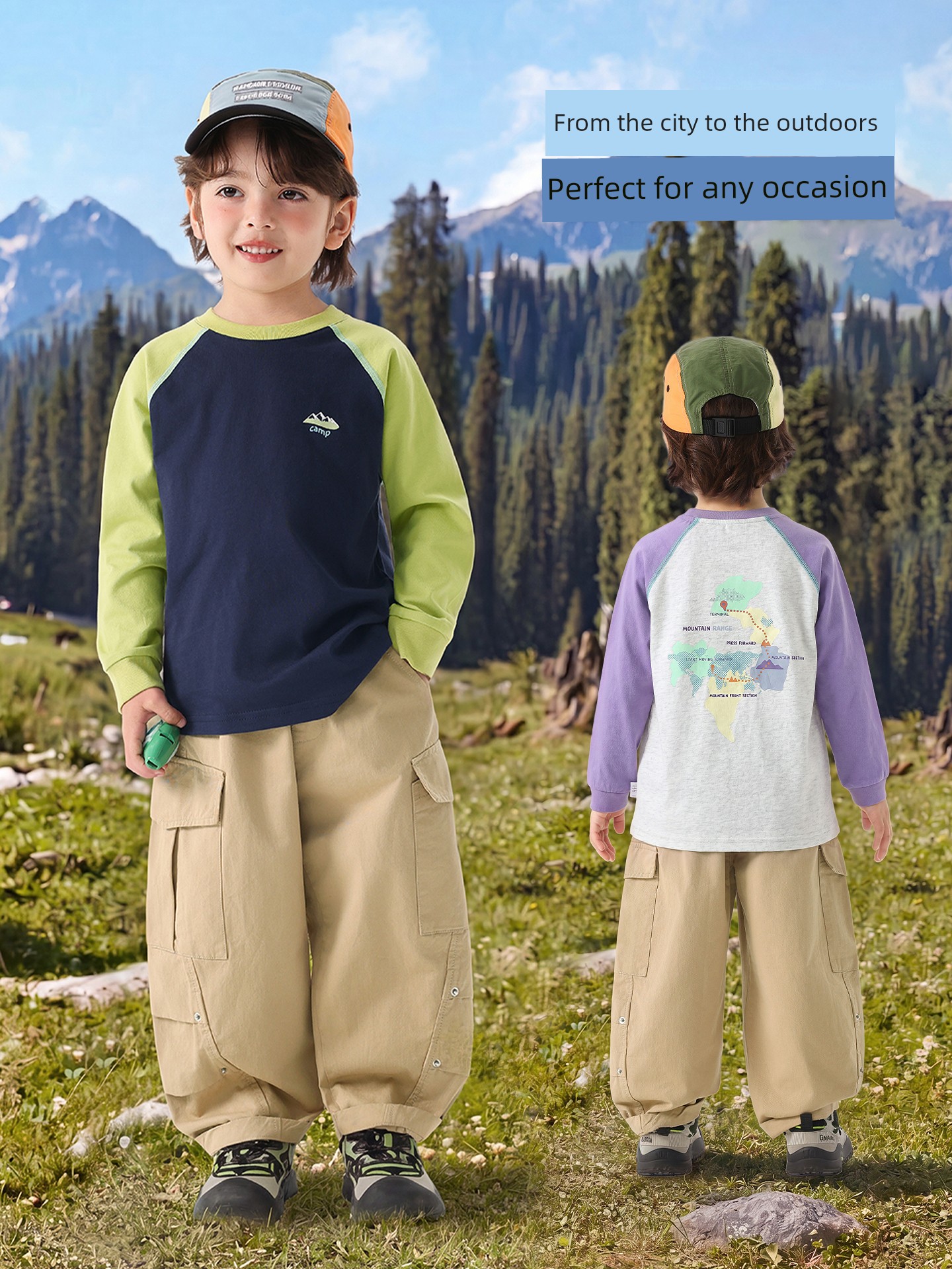 Right-Ou Boys' Long-Sleeved T-Shirt 2026 Spring and Autumn New Style Toddler Color-Blocked Round-Neck Top Loose Casual Base Shirt — 4