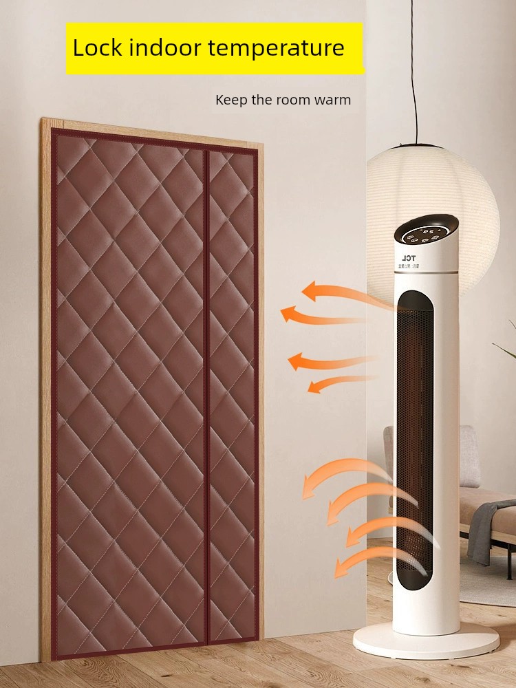 Side-Opening Cotton Door Curtain for Winter Warmth, Windproof, Magnetic Self-Adhesive, Cold-Proof, Insulation, No-Drill Partition for Home Use