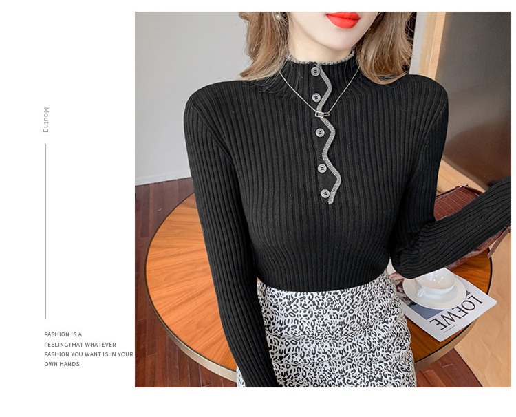 Half high collar Long sleeve jacket Korean fashion Sweater