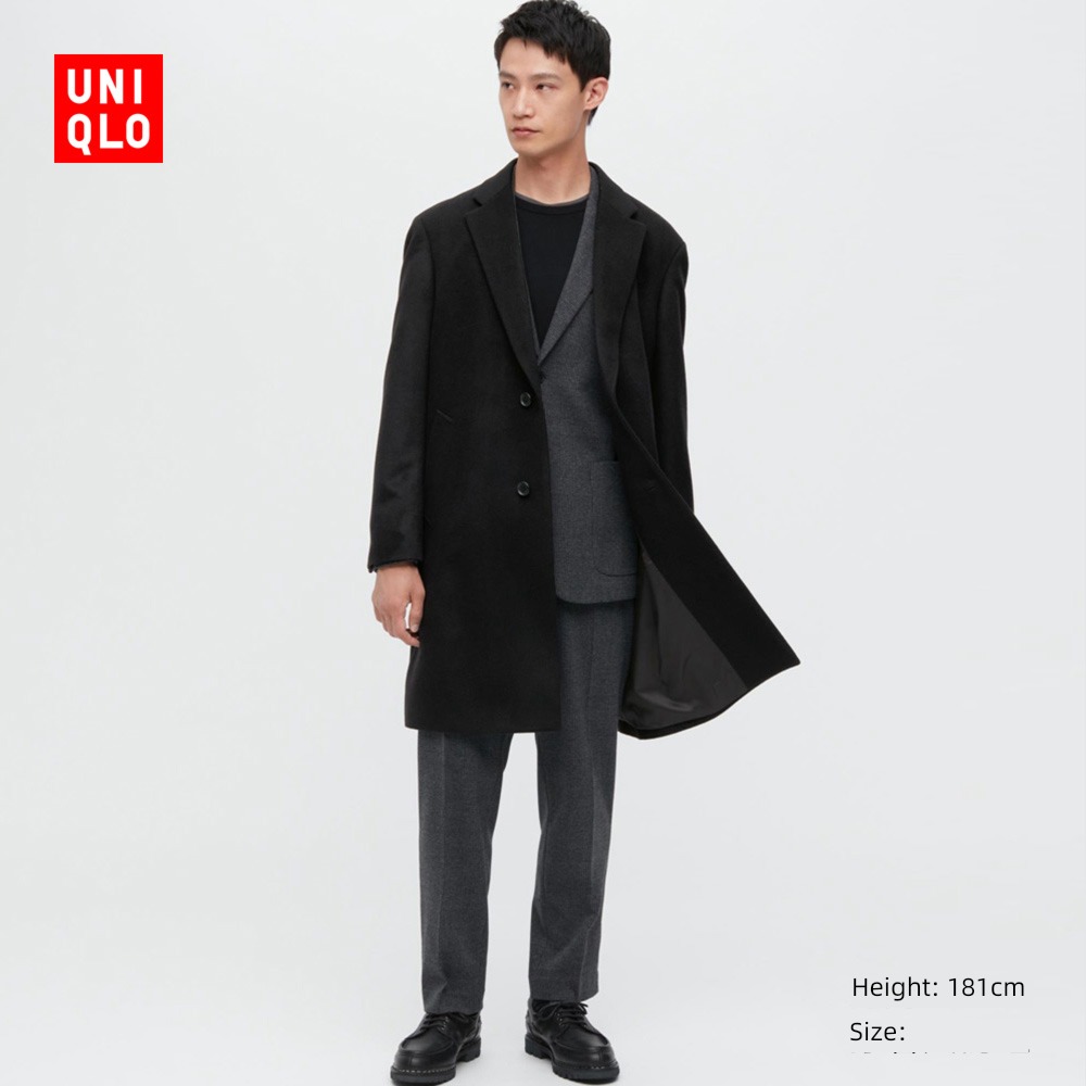 Uniqlo blending loose coat business affairs leisure time Autumn and winter wool