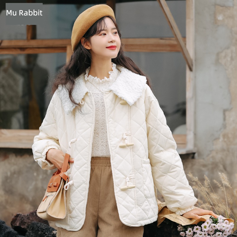 Moxa rabbit October No.22 New products Korean version Self-cultivation Half high collar Solid color Lay a foundation Lace shirt female