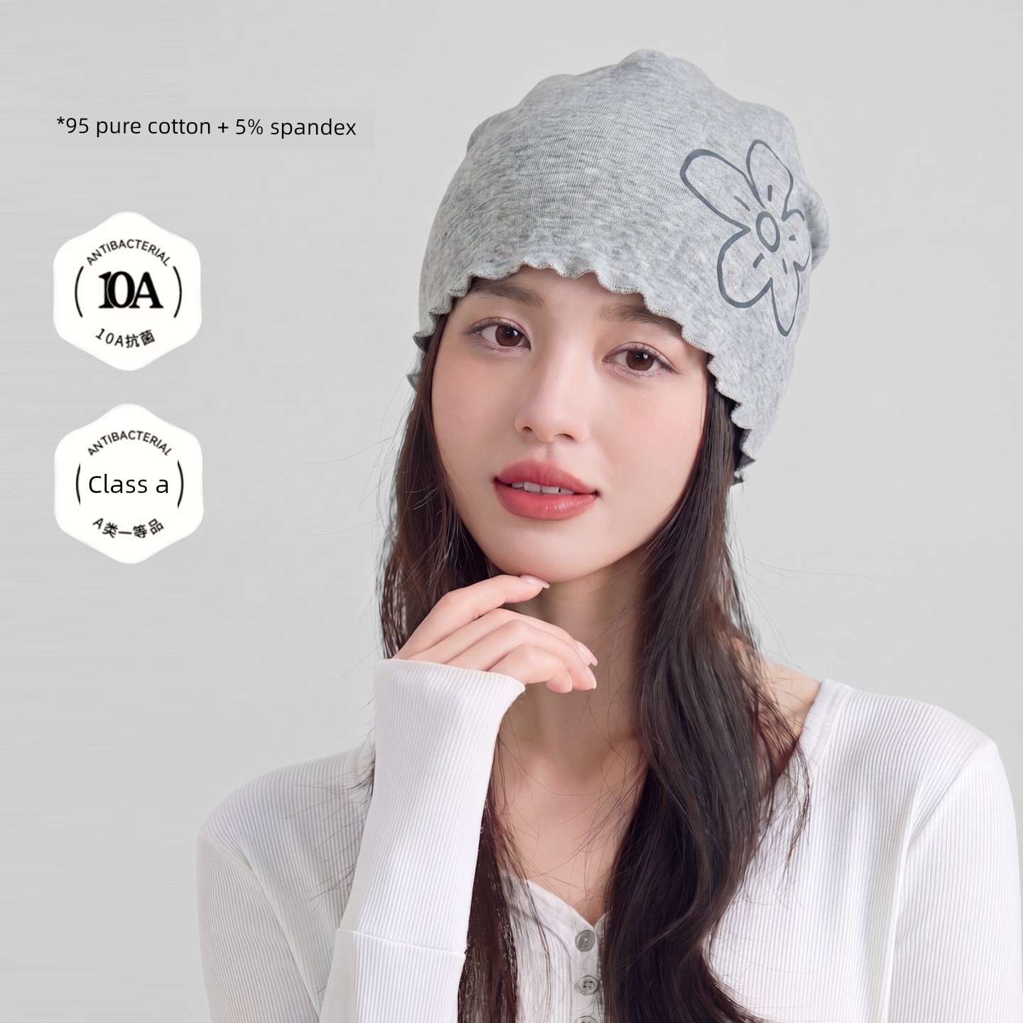 Postpartum Cotton Hat for Autumn and Winter with Cartoon Ruffle Edges, Moisture-Wicking, Breathable, Head-Protecting Sleep Cap for Large Head Circumference — 2