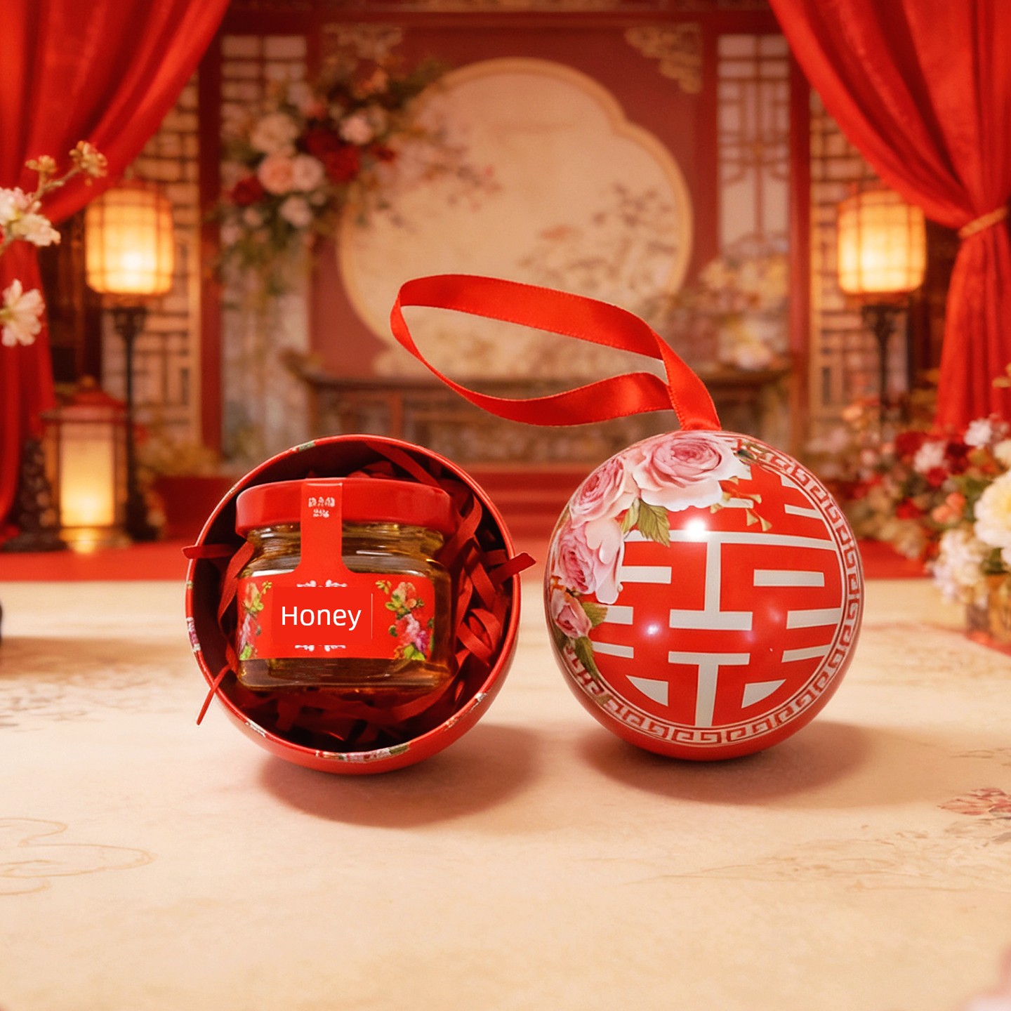 Honey Gift Box for Bridesmaids, Small Jar of Honey for the 100-Day Banquet, High-End Chinese-Style Wedding Return Gift
