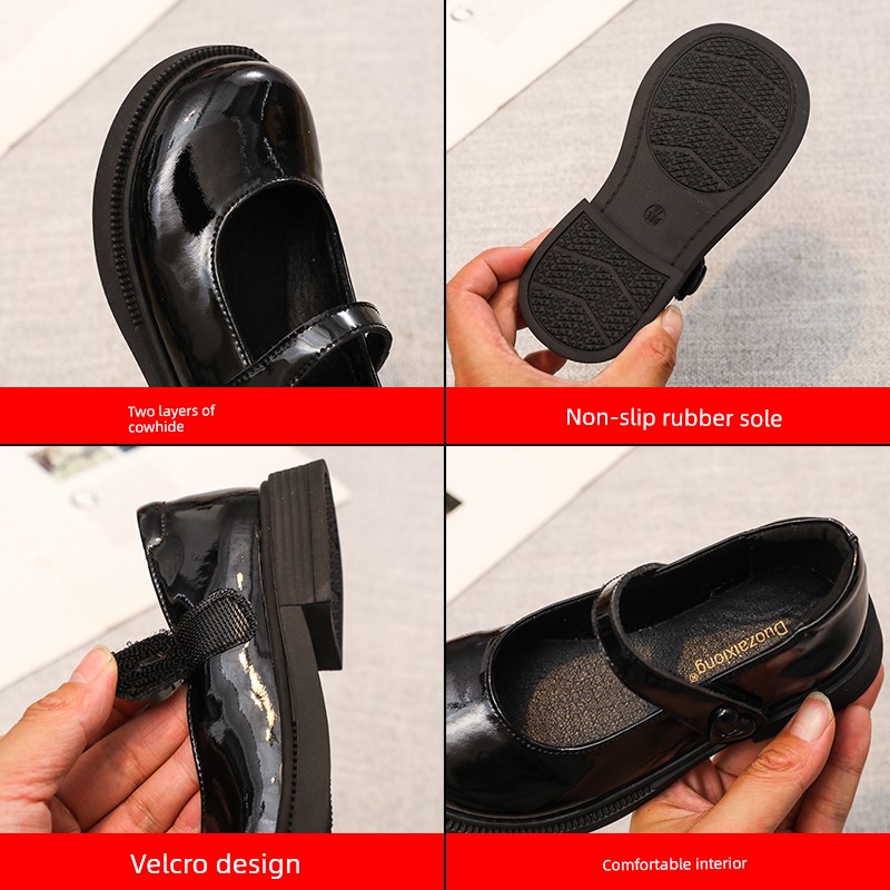 Girls' Black Leather Shoes, Genuine Leather Princess Shoes, 2026 Spring and Autumn Children's Single Shoes, British Style Performance Shoes for Girls, — 5