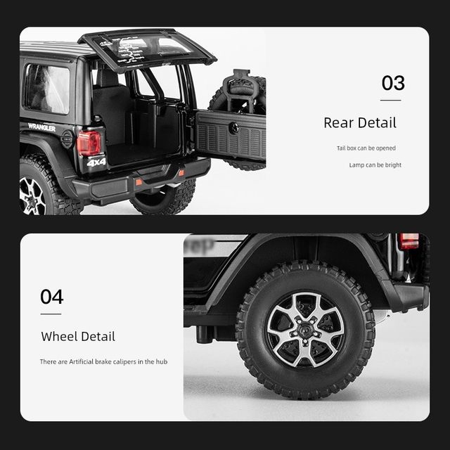 1/22 Jeep Wrangler Robinson alloy car model four-door version return sound and light toy off-road vehicle
