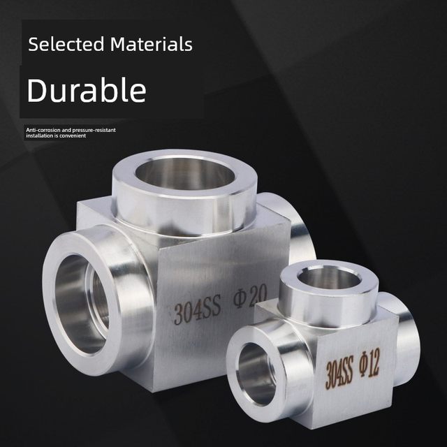 304 stainless steel thickened socket welding tee elbow butt welding thickened welded pipe tee hydraulic oil pipe