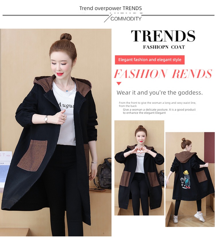 cowboy leisure time Korean version Versatile Medium and long term printing loose coat