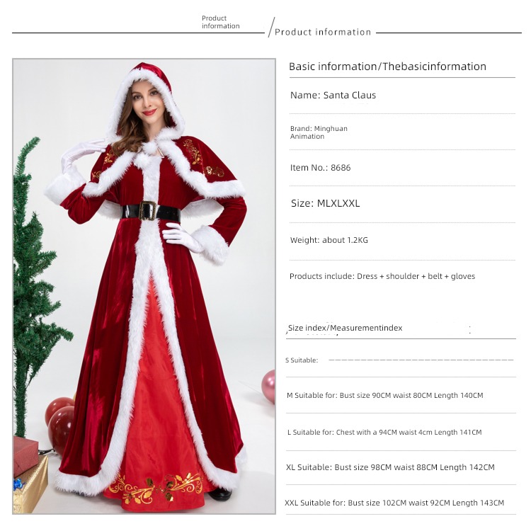 Christmas clothing adult ma'am Clothes & Accessories Christmas Dress festival party Dress up Santa Claus suit Stage outfit