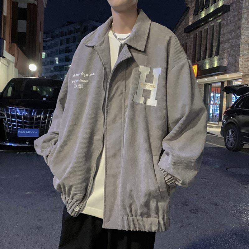 Chaopai spring and autumn corduroy easy Port style solar system loose coat