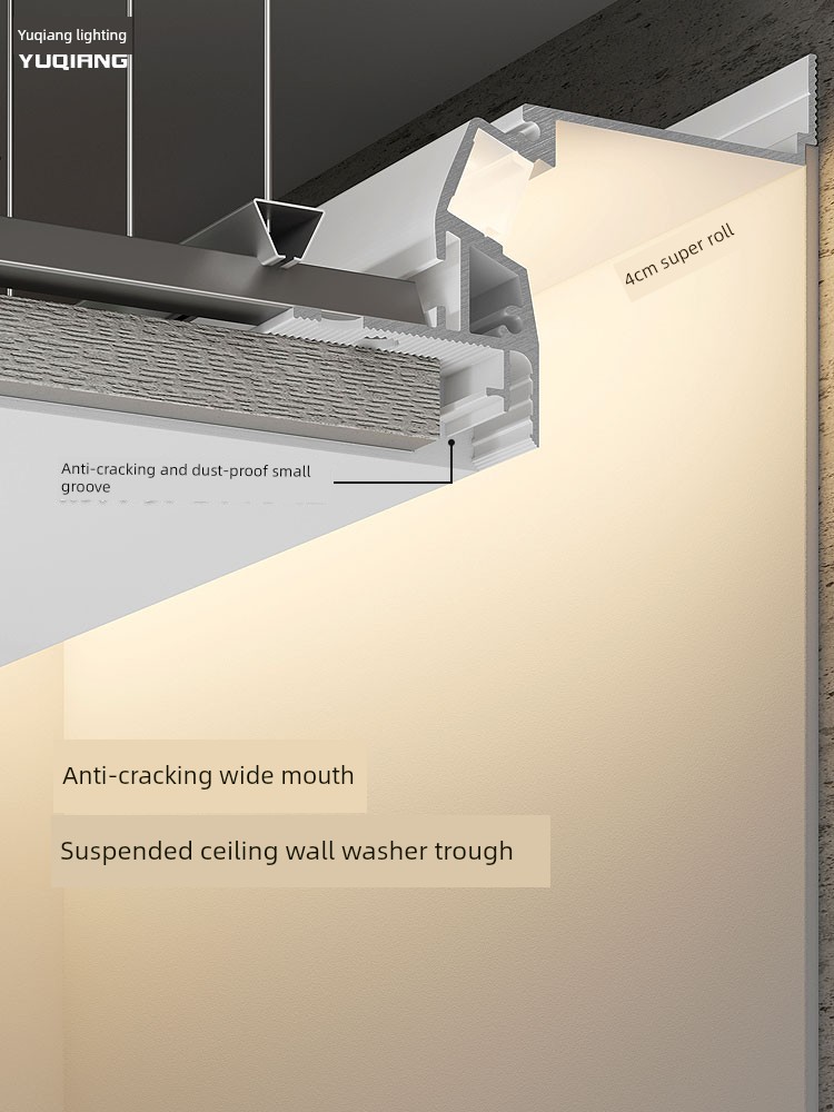 Suspended Ceiling Light Trough Wall Washer Light Profile Aluminum Alloy Indoor Reflector Trough Embedded Living Room Ceiling Linear Light Strip