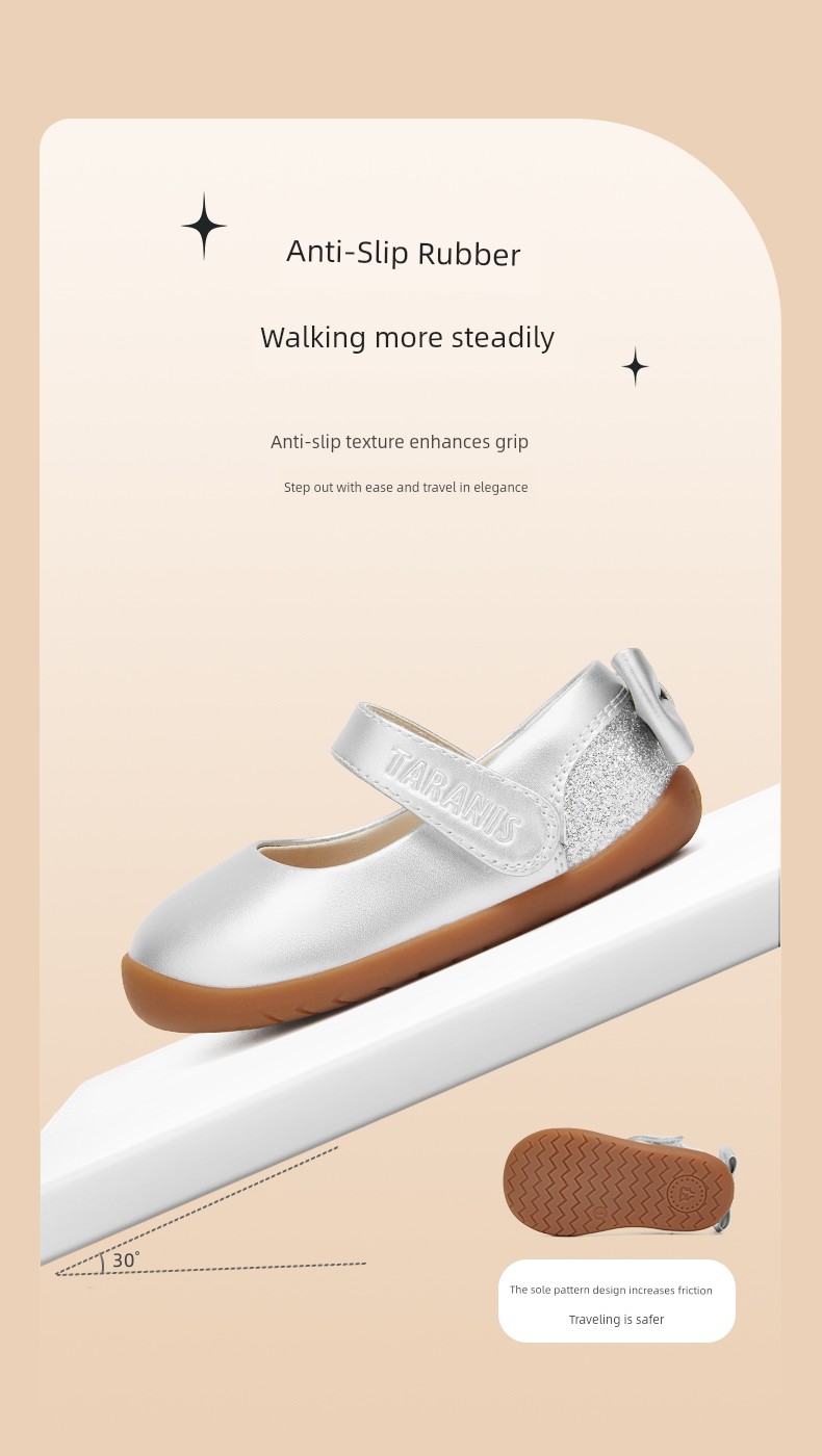 Tyrannis Autumn Children's Shoes Princess Baby Shoes Girls' Barefoot Shoes Baby Girl Pre-Walking Shoes Baby Leather Shoes — 5