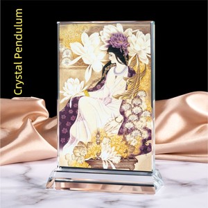Miaoyuan Real People Group Fang Yude Yuanjun Baihua Fairy Baihua Master Portrait Crystal Glass Table Decoration Craft