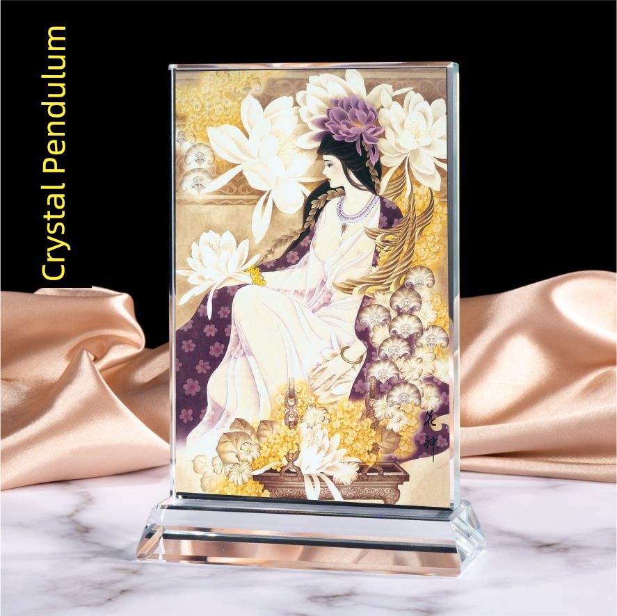 Miaoyuan Real People Group Fang Yude Yuanjun Baihua Fairy Baihua Master Portrait Crystal Glass Table Decoration Craft