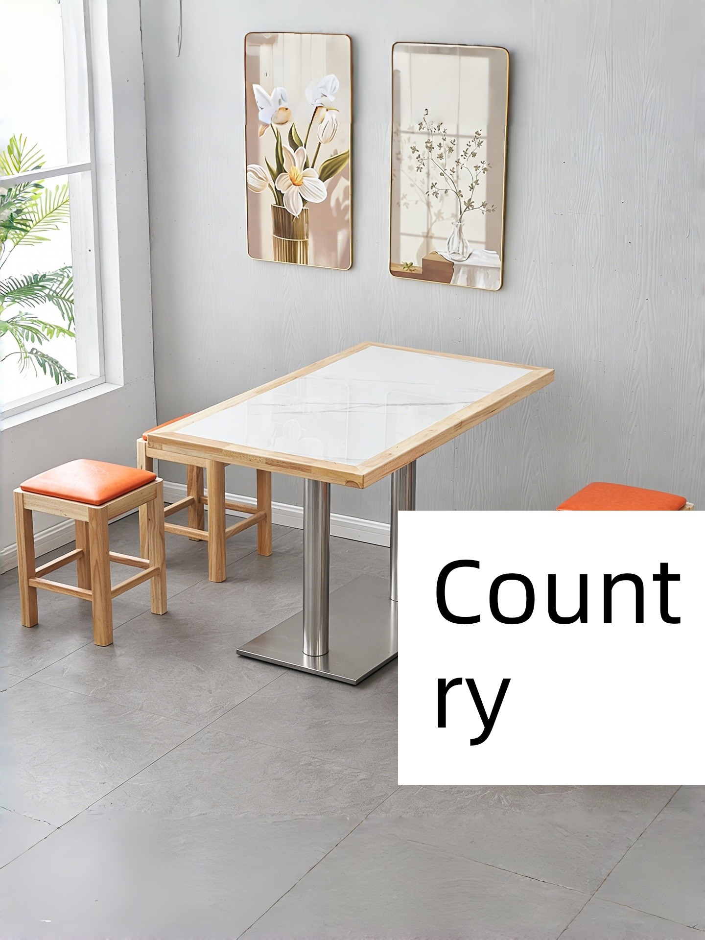 Solid Wood Fast Food Restaurant Tables and Chairs, Commercial Dining Tables with Slate Tops, Small Dining Tables for Snack Shops, Spicy Hotpot, Milk Tea, Canteen Dining Tables and Chairs