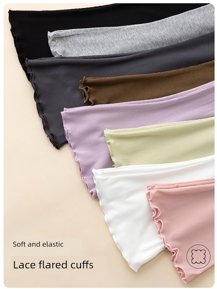 Category a Girls' Flared Pants, Summer Thin Leggings, Black Children's Cropped Pants, Modal Baby Flared Pants, White — 6