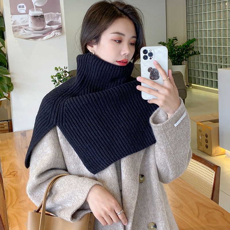 High collar Fork female winter Versatile Wool knitting scarf