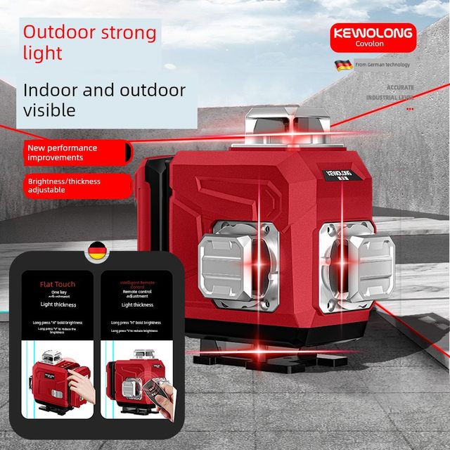High-precision 12 red light 16 strong light wall green light laser automatic level infrared horizontal outdoor straight line