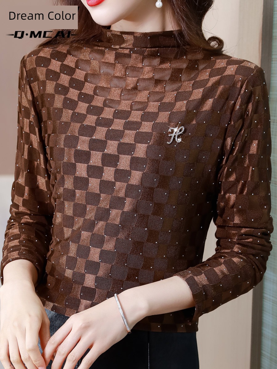 lattice Plush T-shirt noble Mother dress Undershirt